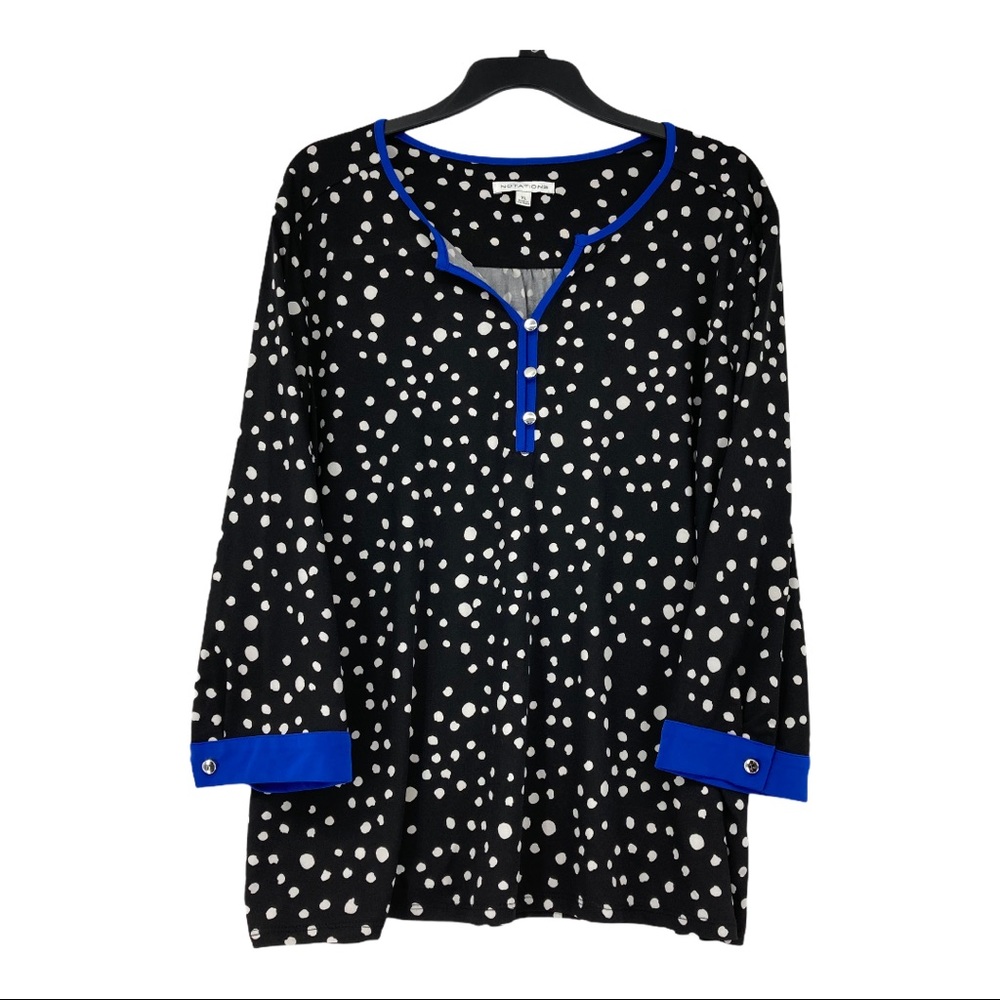 Notations Size XL Black Blue 3/4 Sleeve Tunic